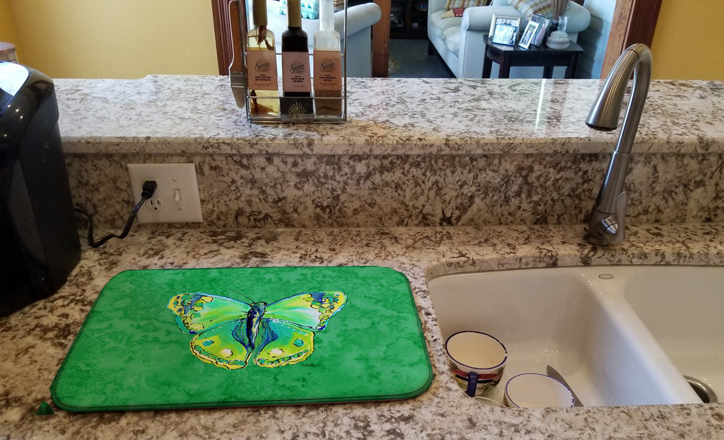 Butterfly Green on Green Dish Drying Mat Absorbent Dish Drying Mat Pad for Kitchen Counter Dish Drainer Mat for Countertop, 14 x 21", Multicolor
