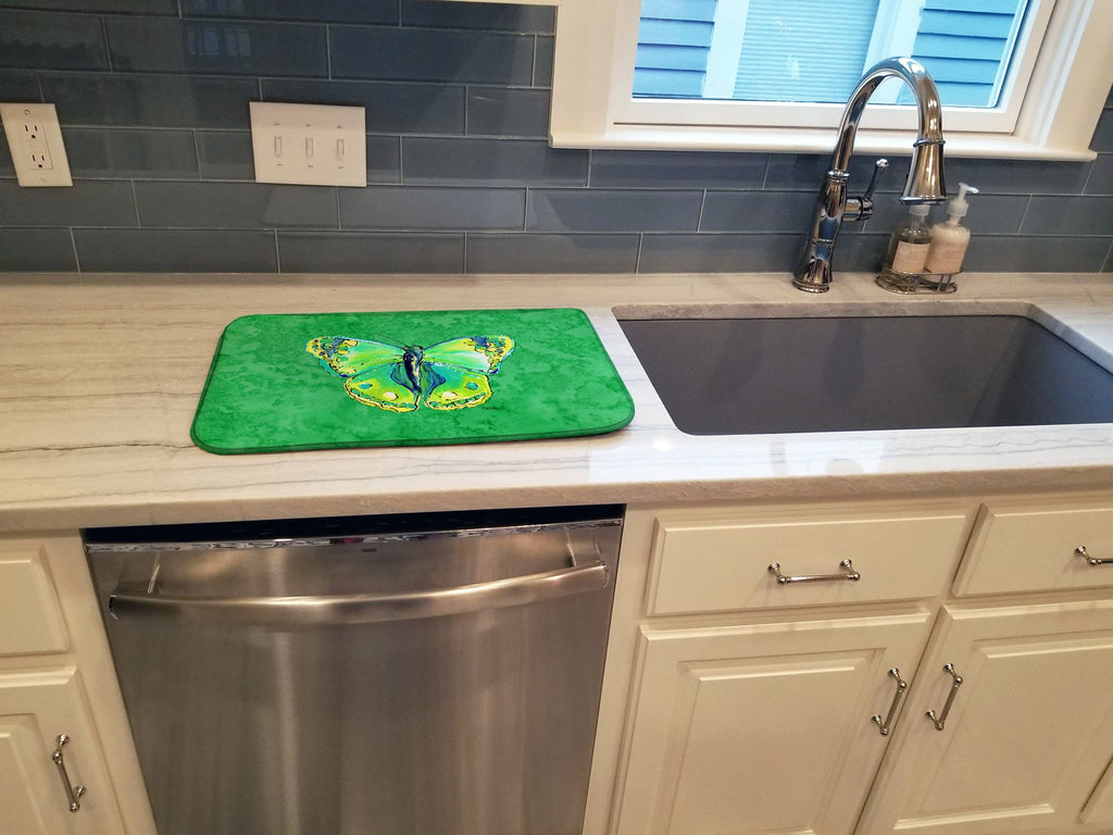 Butterfly Green on Green Dish Drying Mat Absorbent Dish Drying Mat Pad for Kitchen Counter Dish Drainer Mat for Countertop, 14 x 21", Multicolor