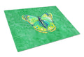 Butterfly Green on Green Cutting Board Tempered Glass Kitchen Cutting Surface, Heat Resistant Chopping, Non-Slip Feet, Food Prep & Serving