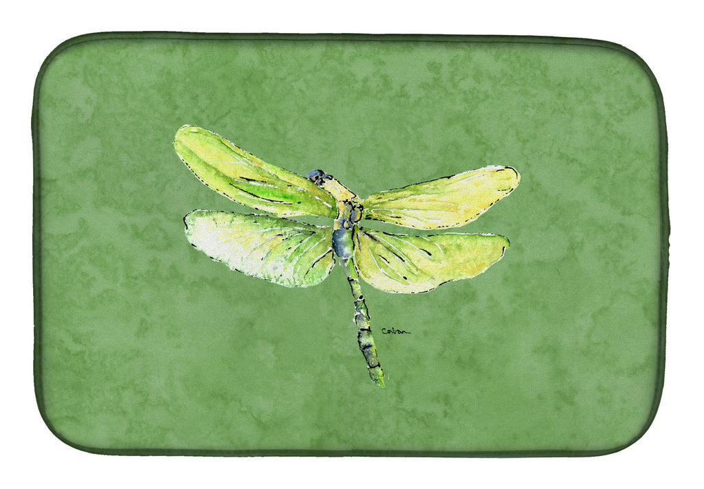 Dragonfly on Avacado Dish Drying Mat Absorbent Dish Drying Mat Pad for Kitchen Counter Dish Drainer Mat for Countertop, 14 x 21", Multicolor