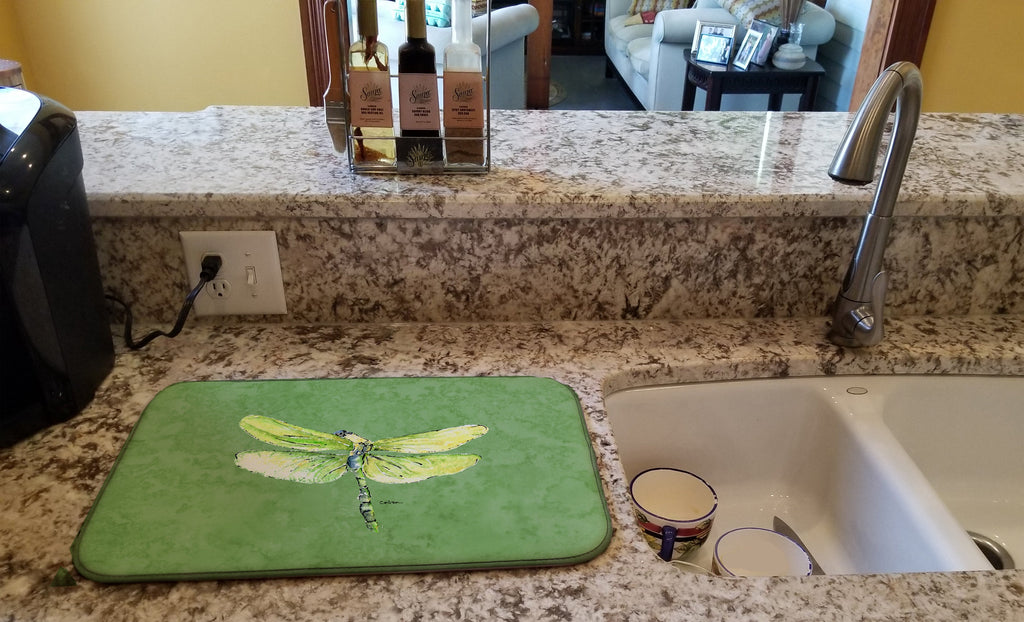 Dragonfly on Avacado Dish Drying Mat Absorbent Dish Drying Mat Pad for Kitchen Counter Dish Drainer Mat for Countertop, 14 x 21", Multicolor