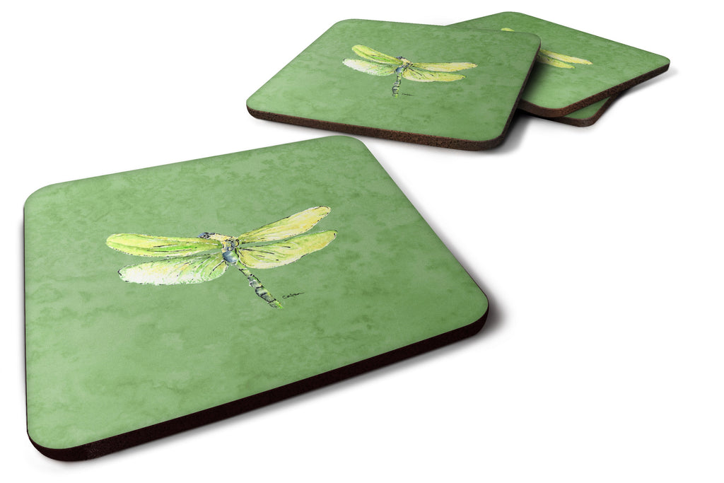Dragonfly on Avacado Foam Coasters Set of 4 Cup Coasters for Indoor Outdoor, Tabletop Protection, Anti Slip, Mouse pad Material