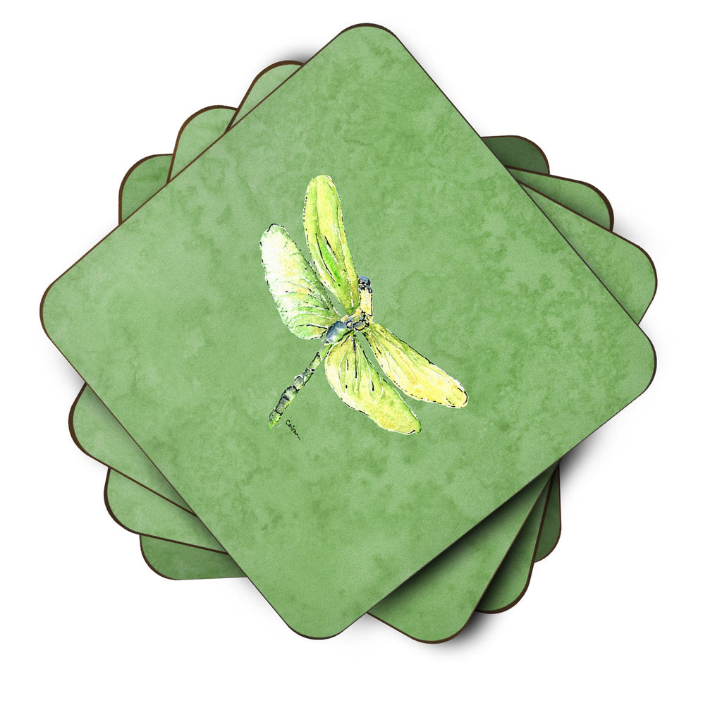Dragonfly on Avacado Foam Coasters Set of 4 Cup Coasters for Indoor Outdoor, Tabletop Protection, Anti Slip, Mouse pad Material