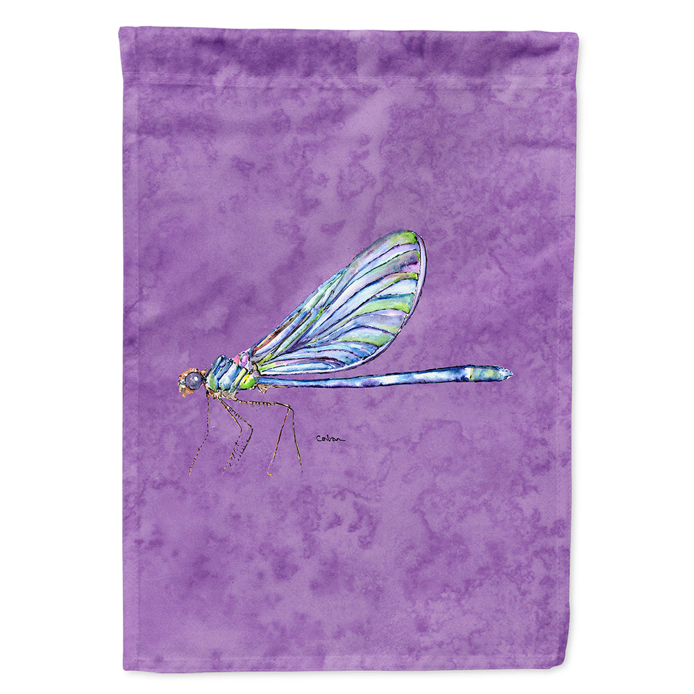 Dragonfly on Purple House Flag 28x40 Porch Sleeve Pole Decorative Outside Yard Banner Artwork Wall Hanging, Polyester