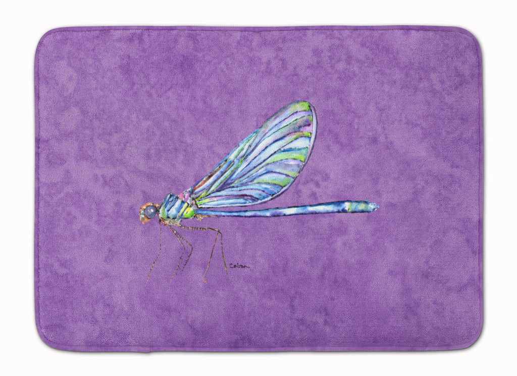 Dragonfly on Purple Memory Foam Kitchen Mat Machine Washable Anti-Fatigue Cushion Comfort Bath or Kitchen Rug