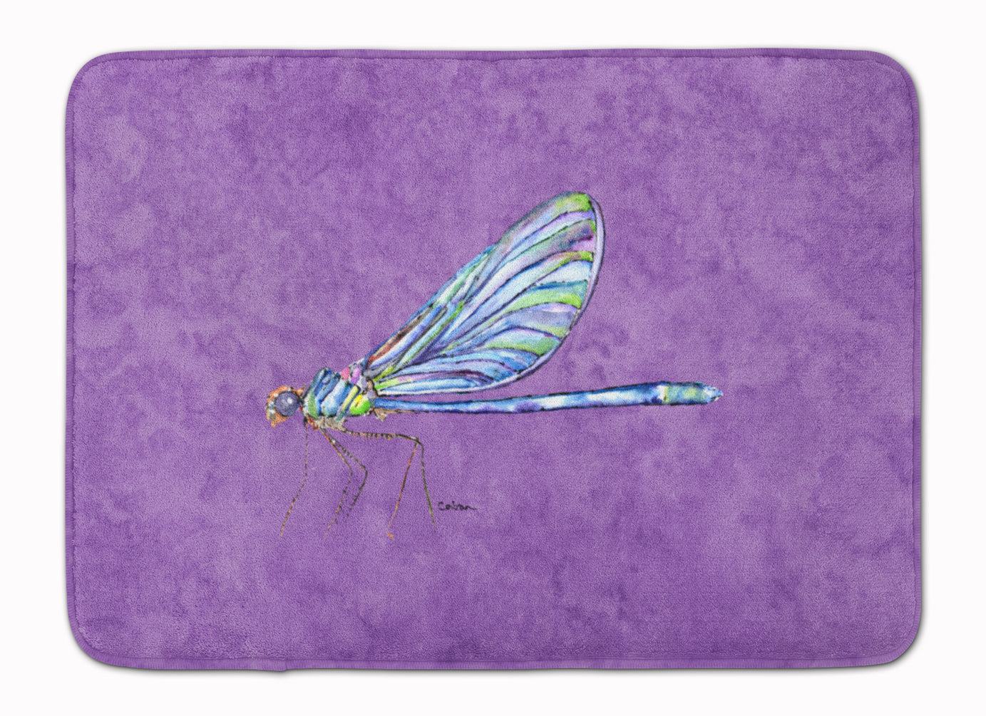 Dragonfly on Purple Memory Foam Kitchen Mat Machine Washable Anti-Fatigue Cushion Comfort Bath or Kitchen Rug
