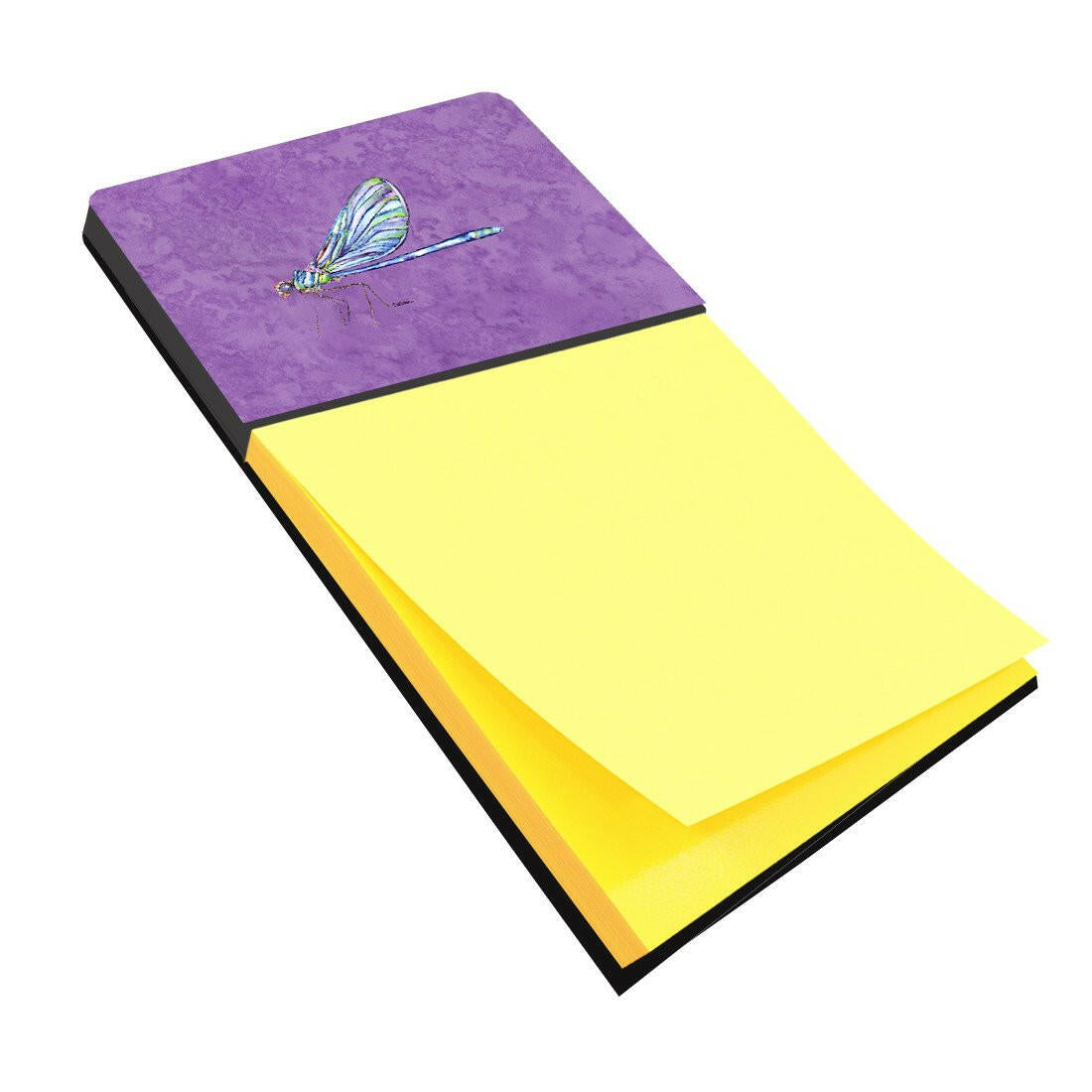 Dragonfly on Purple Watercolor Sticky Note Holder Refillable Dispenser Desk Accessory 3x3 Pad Gift