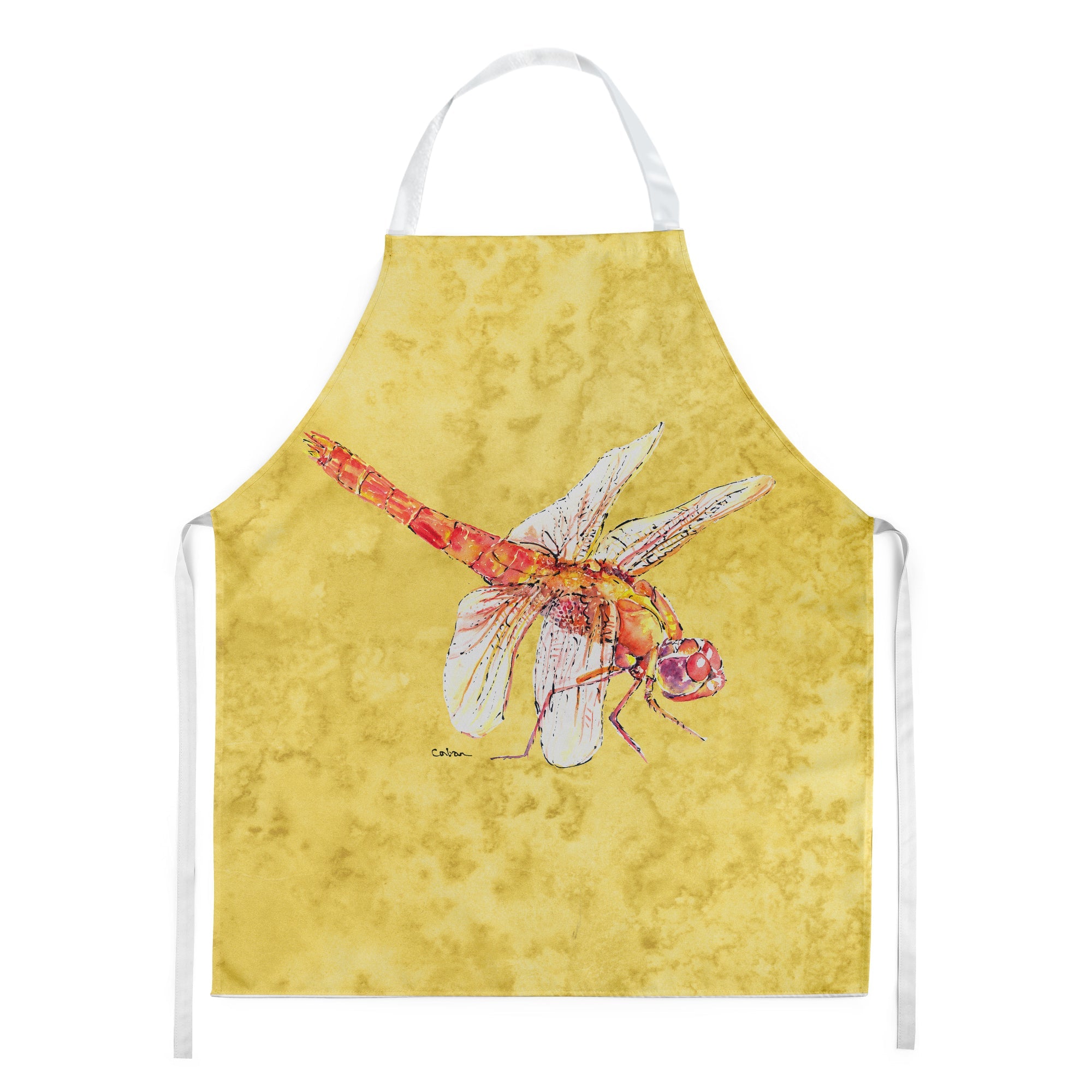 Dragonfly on Yellow Apron Cooking Kitchen Server Baking Crafts Gardening for Adult Women Men, Unisex, Large, Multicolor