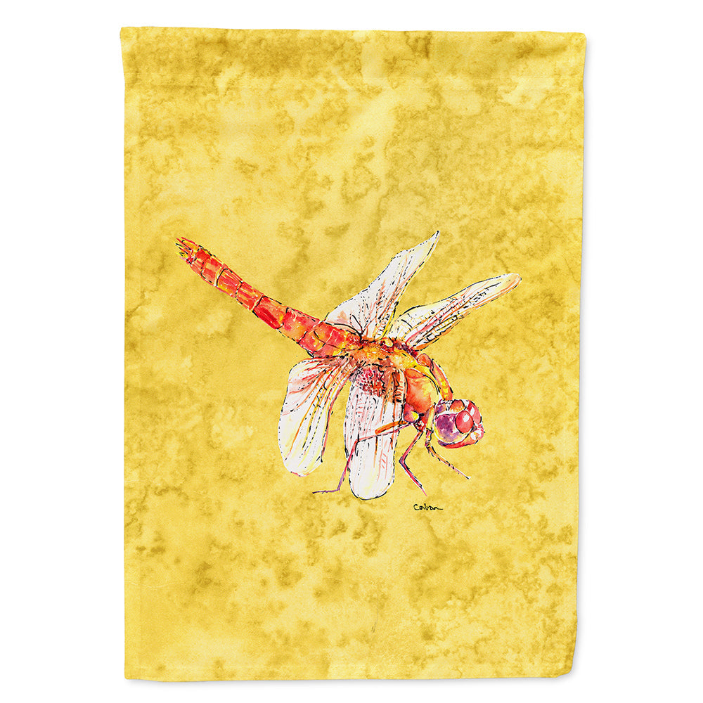 Dragonfly on Yellow House Flag 28x40 Porch Sleeve Pole Decorative Outside Yard Banner Artwork Wall Hanging, Polyester