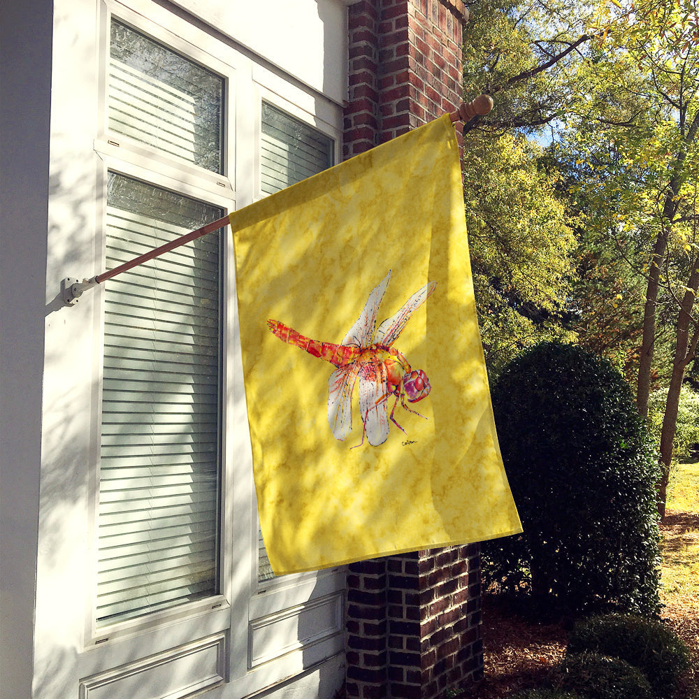 Dragonfly on Yellow House Flag 28x40 Porch Sleeve Pole Decorative Outside Yard Banner Artwork Wall Hanging, Polyester