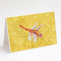 Dragonfly on Yellow Greeting Cards Pack of 8 Blank Cards with Envelopes Whimsical A7 Size 5x7