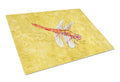 Dragonfly on Yellow Cutting Board Tempered Glass Kitchen Cutting Surface, Heat Resistant Chopping, Non-Slip Feet, Food Prep & Serving