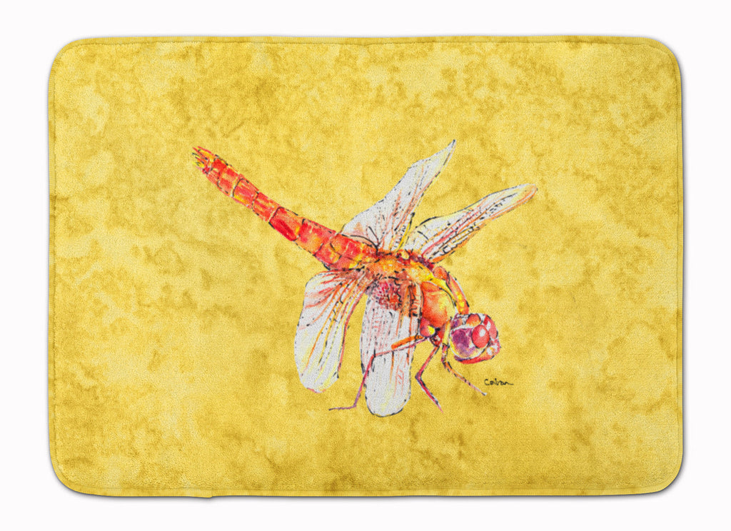 Dragonfly on Yellow Memory Foam Kitchen Mat Machine Washable Anti-Fatigue Cushion Comfort Bath or Kitchen Rug