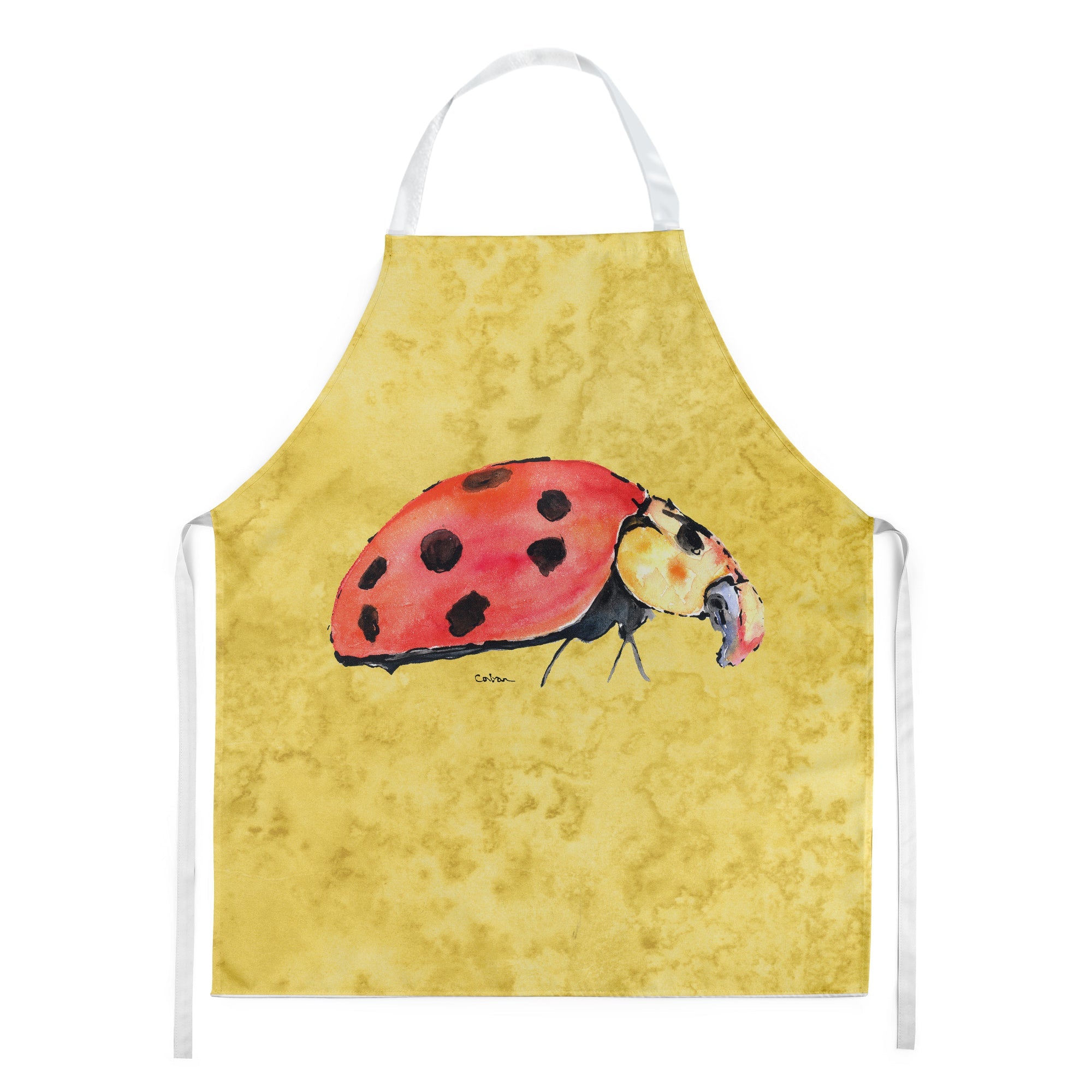 Lady Bug on Yellow Apron Cooking Kitchen Server Baking Crafts Gardening for Adult Women Men, Unisex, Large, Multicolor