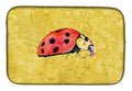Lady Bug on Yellow Dish Drying Mat Absorbent Dish Drying Mat Pad for Kitchen Counter Dish Drainer Mat for Countertop, 14 x 21", Multicolor