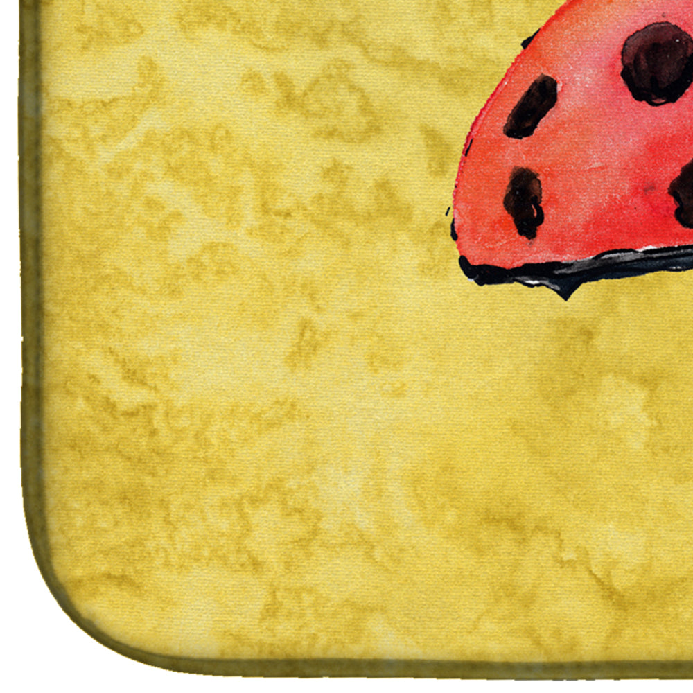 Lady Bug on Yellow Dish Drying Mat Absorbent Dish Drying Mat Pad for Kitchen Counter Dish Drainer Mat for Countertop, 14 x 21", Multicolor
