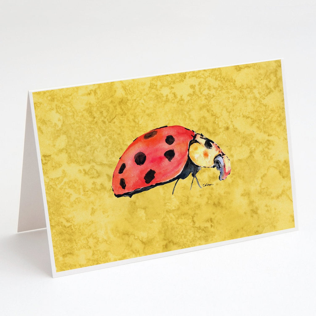 Lady Bug on Yellow Greeting Cards Pack of 8 Blank Cards with Envelopes Whimsical A7 Size 5x7