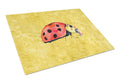 Lady Bug on Yellow Cutting Board Tempered Glass Kitchen Cutting Surface, Heat Resistant Chopping, Non-Slip Feet, Food Prep & Serving