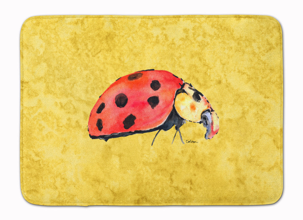 Lady Bug on Yellow Memory Foam Kitchen Mat Machine Washable Anti-Fatigue Cushion Comfort Bath or Kitchen Rug