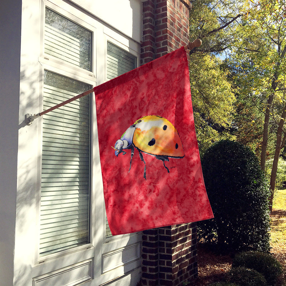 Lady Bug on Red House Flag 28x40 Porch Sleeve Pole Decorative Outside Yard Banner Artwork Wall Hanging, Polyester