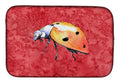 Lady Bug on Red Dish Drying Mat Absorbent Dish Drying Mat Pad for Kitchen Counter Dish Drainer Mat for Countertop, 14 x 21", Multicolor