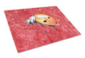 Lady Bug on Red Cutting Board Tempered Glass Kitchen Cutting Surface, Heat Resistant Chopping, Non-Slip Feet, Food Prep & Serving