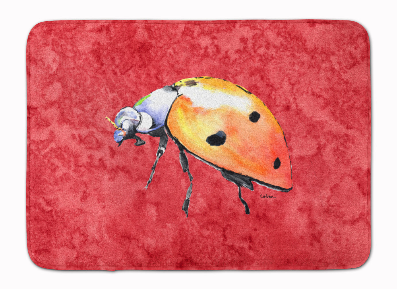 Lady Bug on Red Memory Foam Kitchen Mat Machine Washable Anti-Fatigue Cushion Comfort Bath or Kitchen Rug