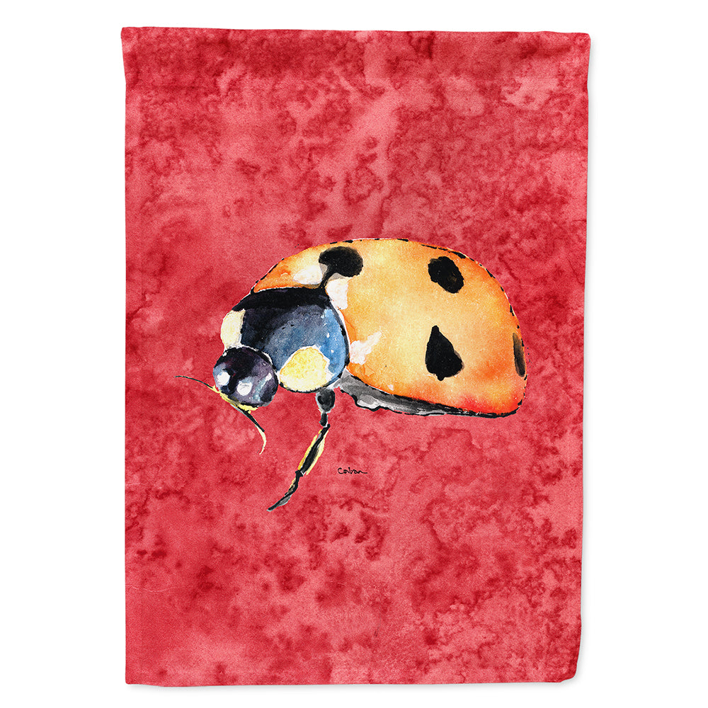 Lady Bug on Red House Flag 28x40 Porch Sleeve Pole Decorative Outside Yard Banner Artwork Wall Hanging, Polyester