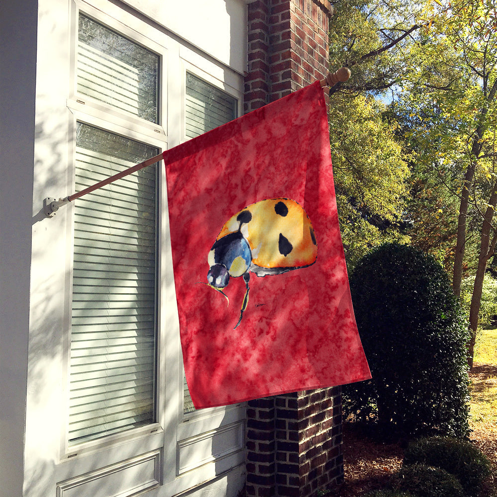 Lady Bug on Red House Flag 28x40 Porch Sleeve Pole Decorative Outside Yard Banner Artwork Wall Hanging, Polyester