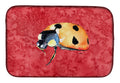 Lady Bug on Red Dish Drying Mat Absorbent Dish Drying Mat Pad for Kitchen Counter Dish Drainer Mat for Countertop, 14 x 21", Multicolor