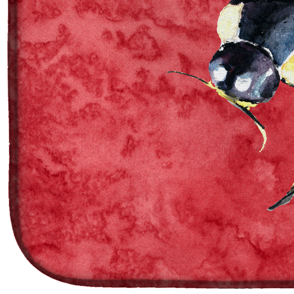 Lady Bug on Red Dish Drying Mat Absorbent Dish Drying Mat Pad for Kitchen Counter Dish Drainer Mat for Countertop, 14 x 21", Multicolor
