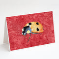 Lady Bug on Red Greeting Cards Pack of 8 Blank Cards with Envelopes Whimsical A7 Size 5x7