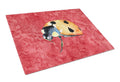 Lady Bug on Red Cutting Board Tempered Glass Kitchen Cutting Surface, Heat Resistant Chopping, Non-Slip Feet, Food Prep & Serving
