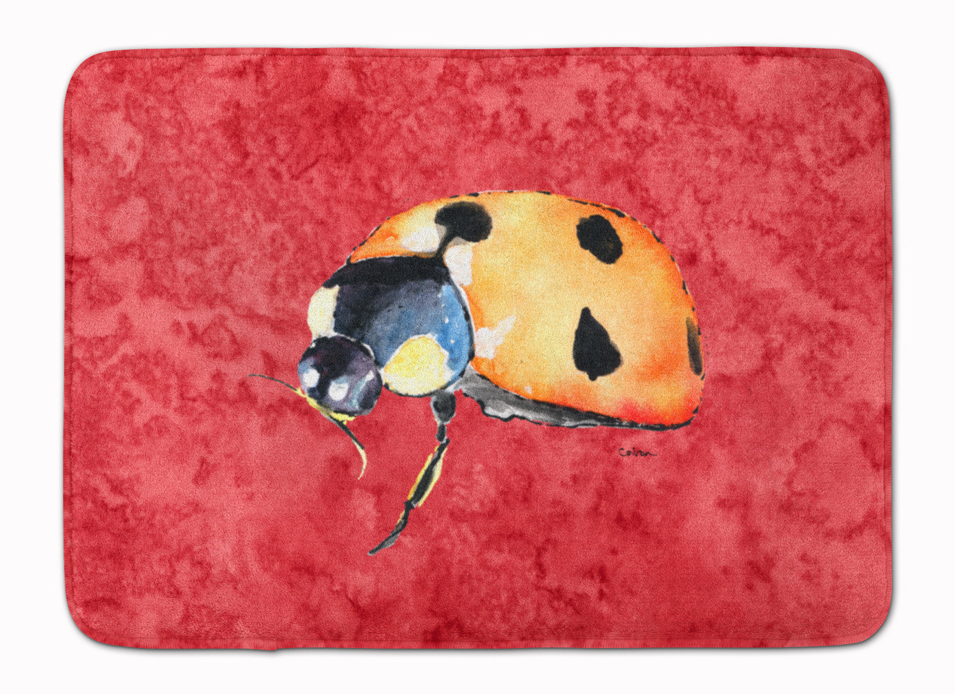 Lady Bug on Red Memory Foam Kitchen Mat Machine Washable Anti-Fatigue Cushion Comfort Bath or Kitchen Rug