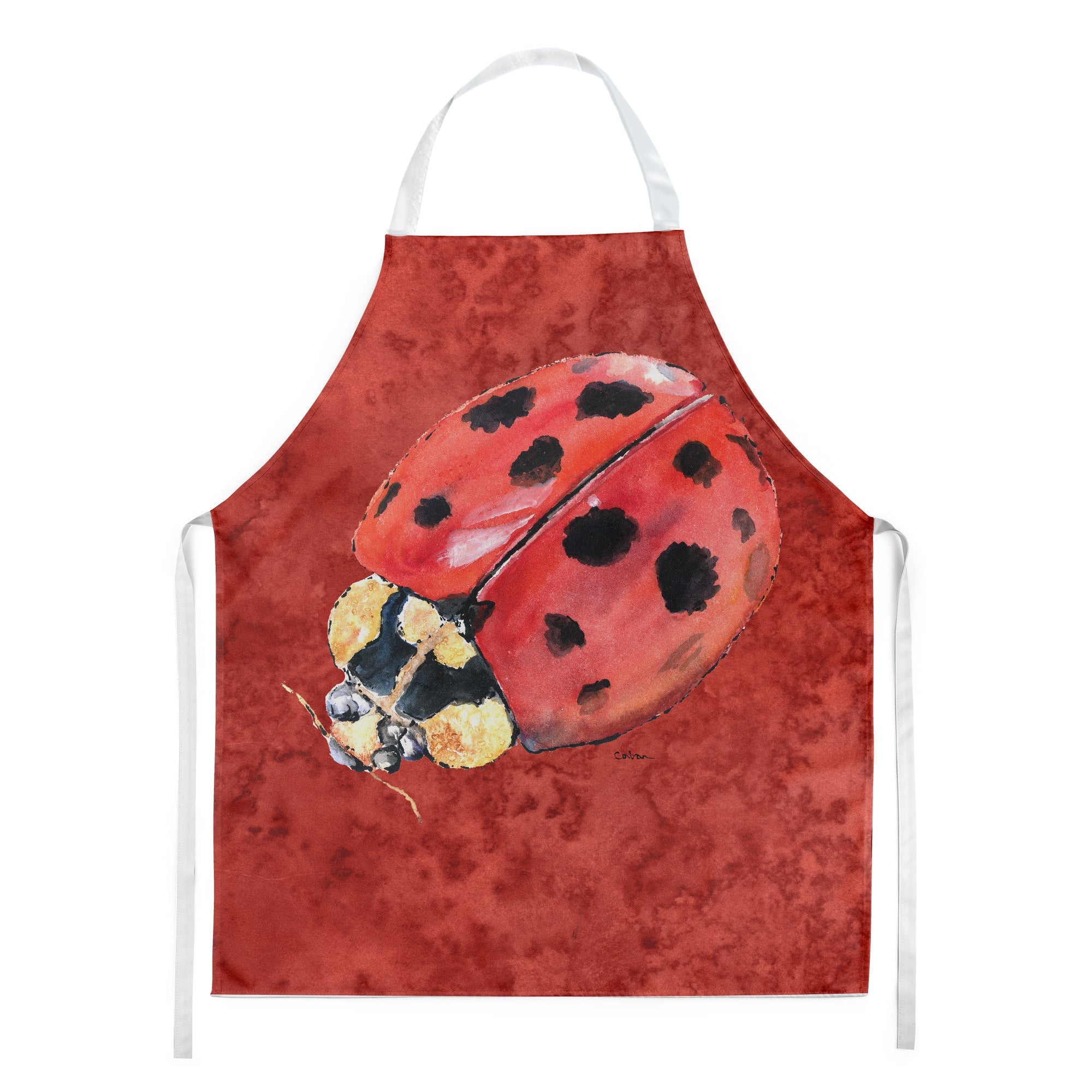 Lady Bug on Deep Red Apron Cooking Kitchen Server Baking Crafts Gardening for Adult Women Men, Unisex, Large, Multicolor