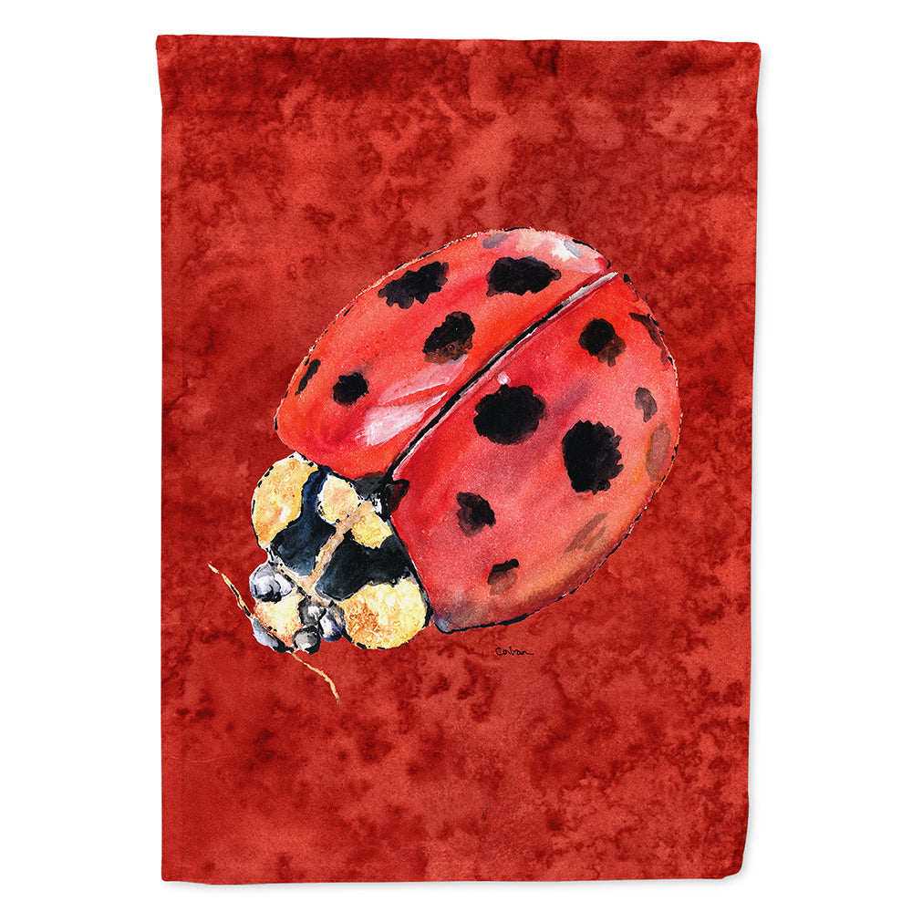 Lady Bug on Deep Red House Flag 28x40 Porch Sleeve Pole Decorative Outside Yard Banner Artwork Wall Hanging, Polyester