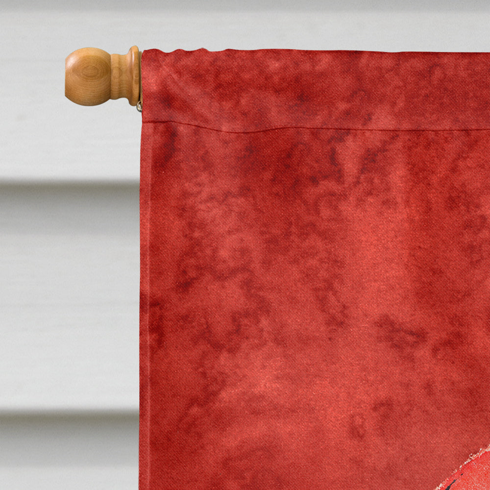 Lady Bug on Deep Red House Flag 28x40 Porch Sleeve Pole Decorative Outside Yard Banner Artwork Wall Hanging, Polyester