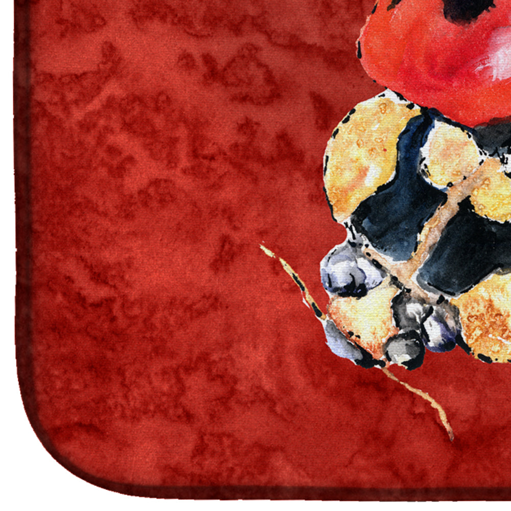 Lady Bug on Deep Red Dish Drying Mat Absorbent Dish Drying Mat Pad for Kitchen Counter Dish Drainer Mat for Countertop, 14 x 21", Multicolor