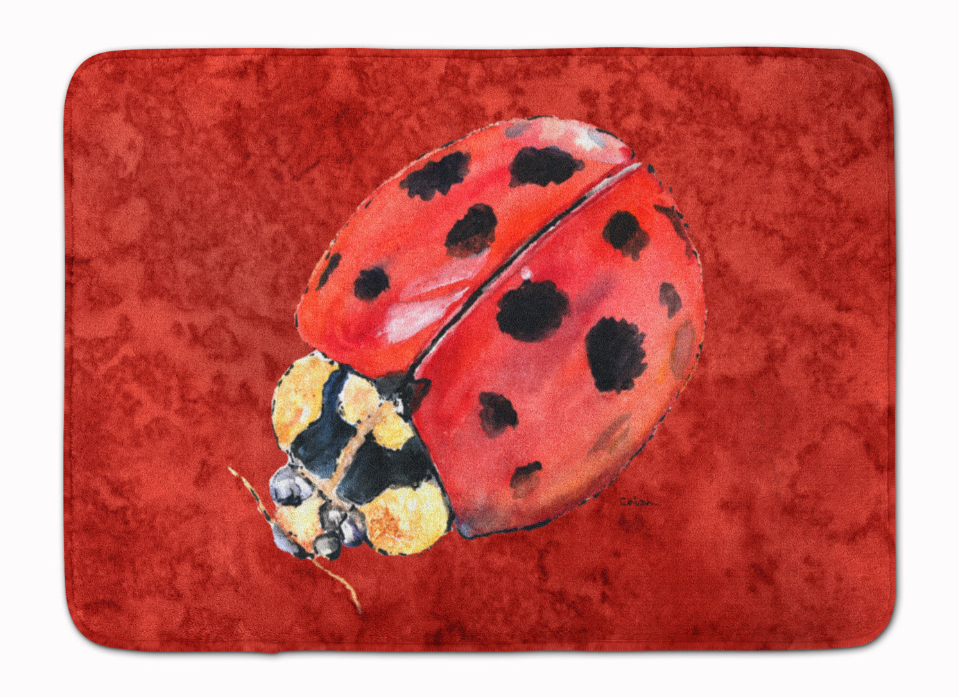 Lady Bug on Deep Red Memory Foam Kitchen Mat Machine Washable Anti-Fatigue Cushion Comfort Bath or Kitchen Rug