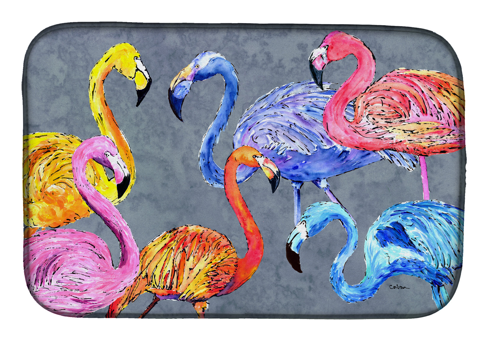 Flamingo Six Senses Dish Drying Mat Absorbent Dish Drying Mat Pad for Kitchen Counter Dish Drainer Mat for Countertop, 14 x 21", Multicolor