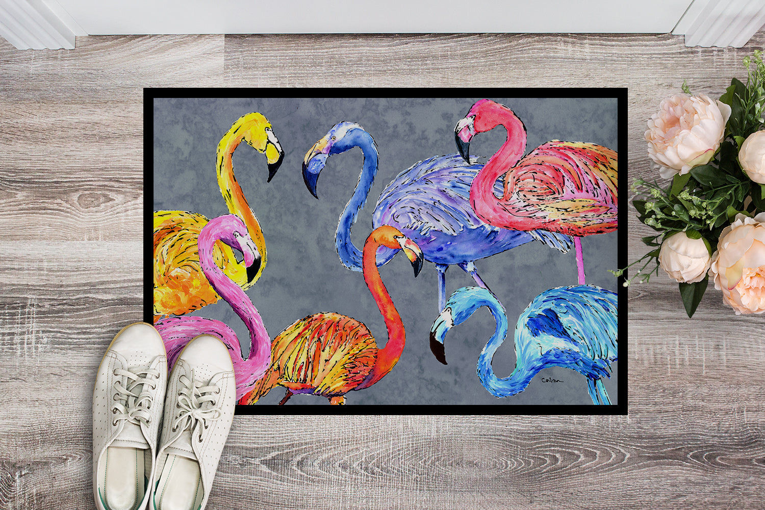 Flamingo Six Senses Doormat Indoor Outdoor 24H X 36W Front Door Mat Rugs for Entryway, Non Slip Washable Low Pile,