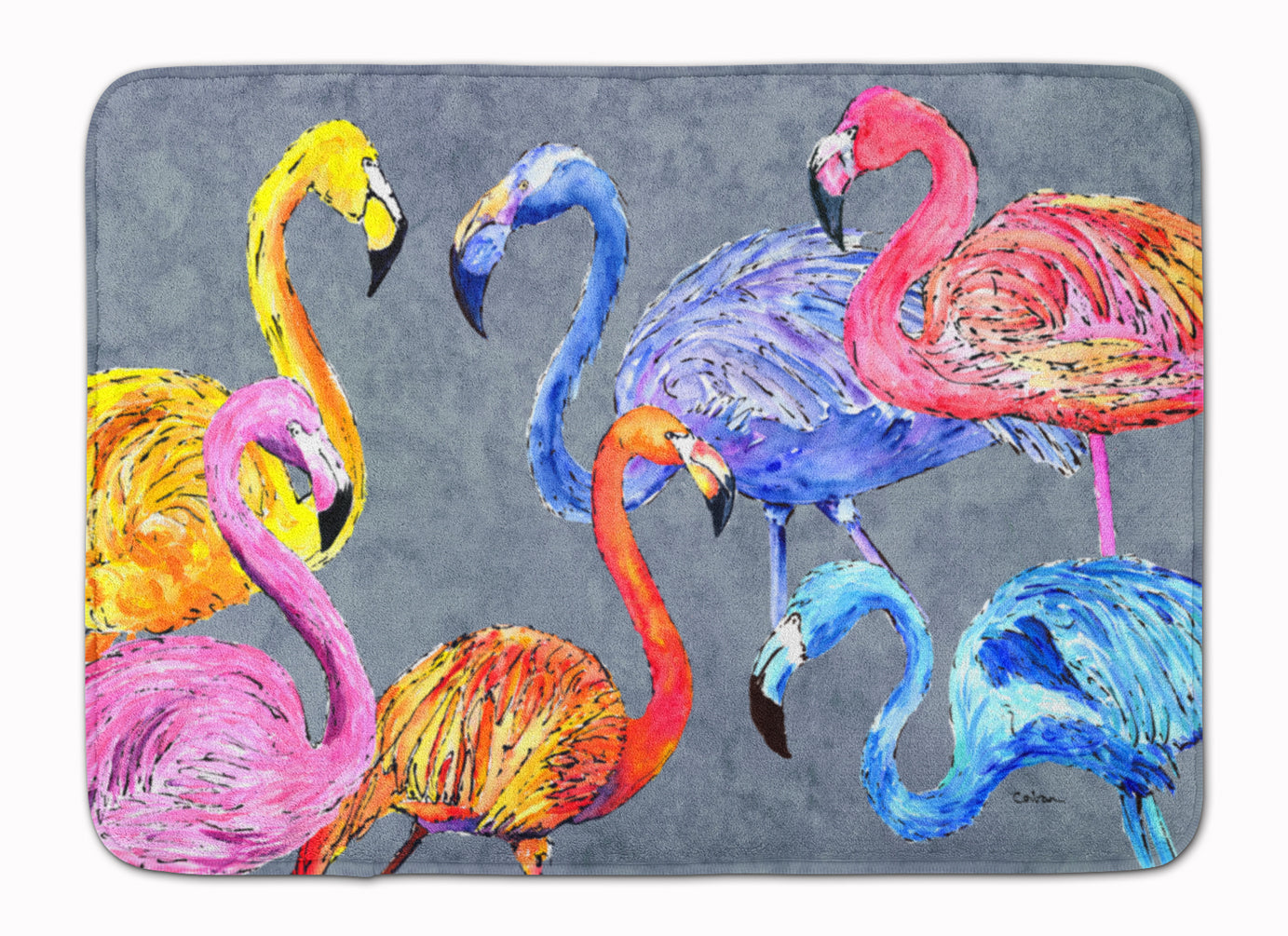 Flamingo Six Senses Memory Foam Kitchen Mat Machine Washable Anti-Fatigue Cushion Comfort Bath or Kitchen Rug