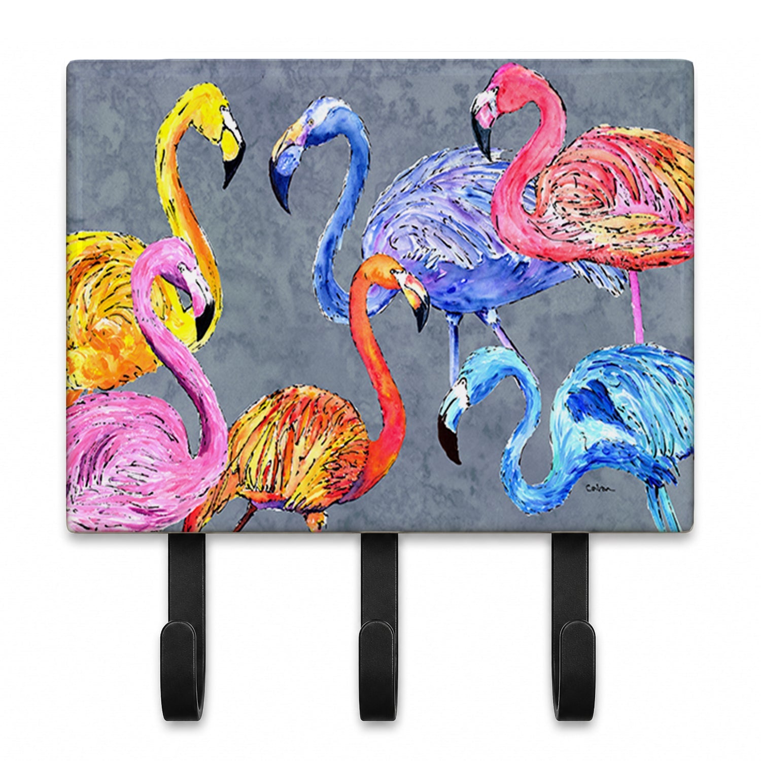 Flamingo Six Senses Leash or Key Holder Wall Hooks, Coat Rack Wall Mount, for Hanging Keys, Towels, Aprons, Leashes