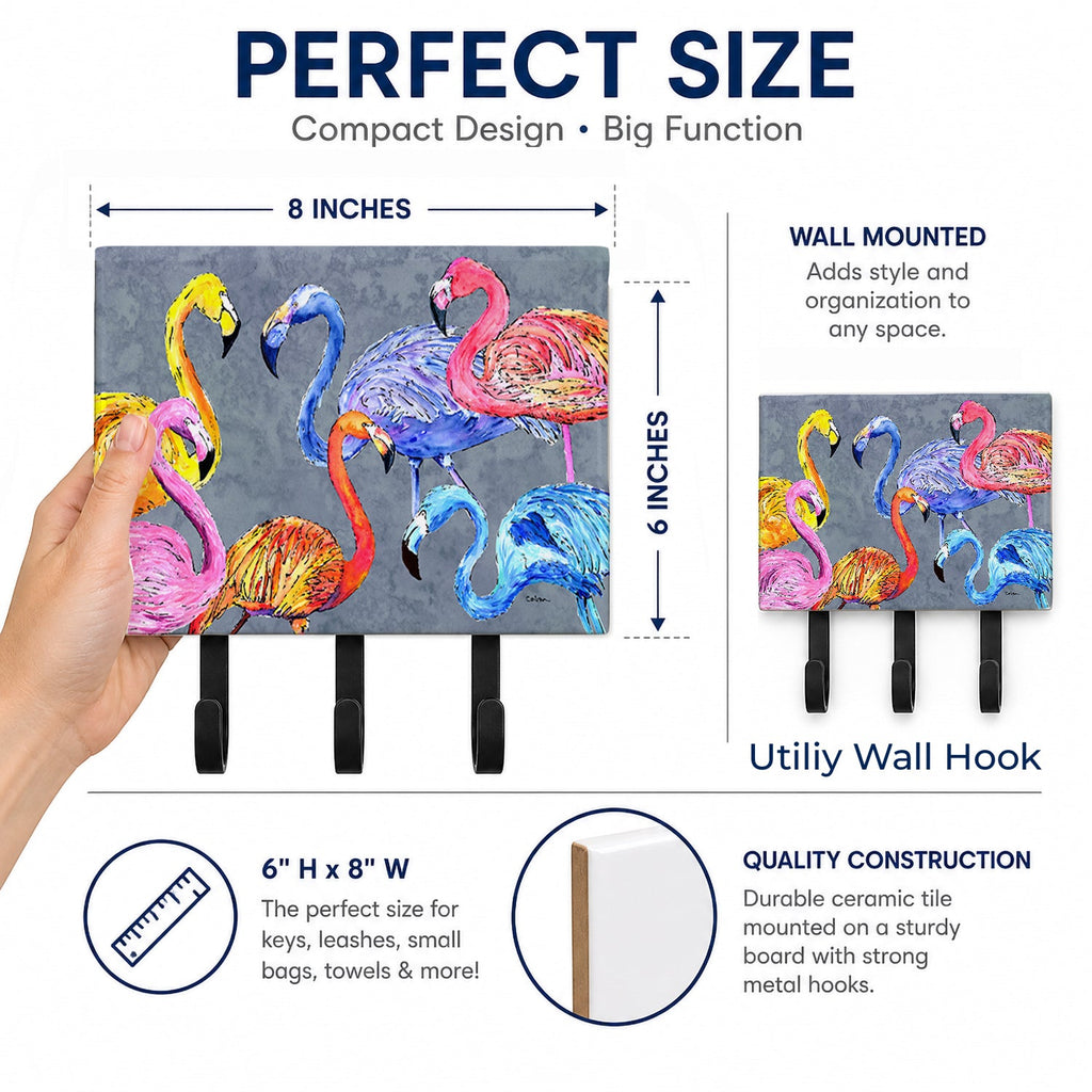 Flamingo Six Senses Leash or Key Holder Wall Hooks, Coat Rack Wall Mount, for Hanging Keys, Towels, Aprons, Leashes
