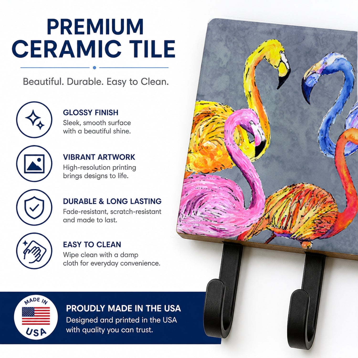 Flamingo Six Senses Leash or Key Holder Wall Hooks, Coat Rack Wall Mount, for Hanging Keys, Towels, Aprons, Leashes