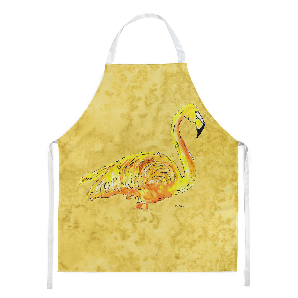 Flamingo on Yellow Apron Cooking Kitchen Server Baking Crafts Gardening for Adult Women Men, Unisex, Large, Multicolor