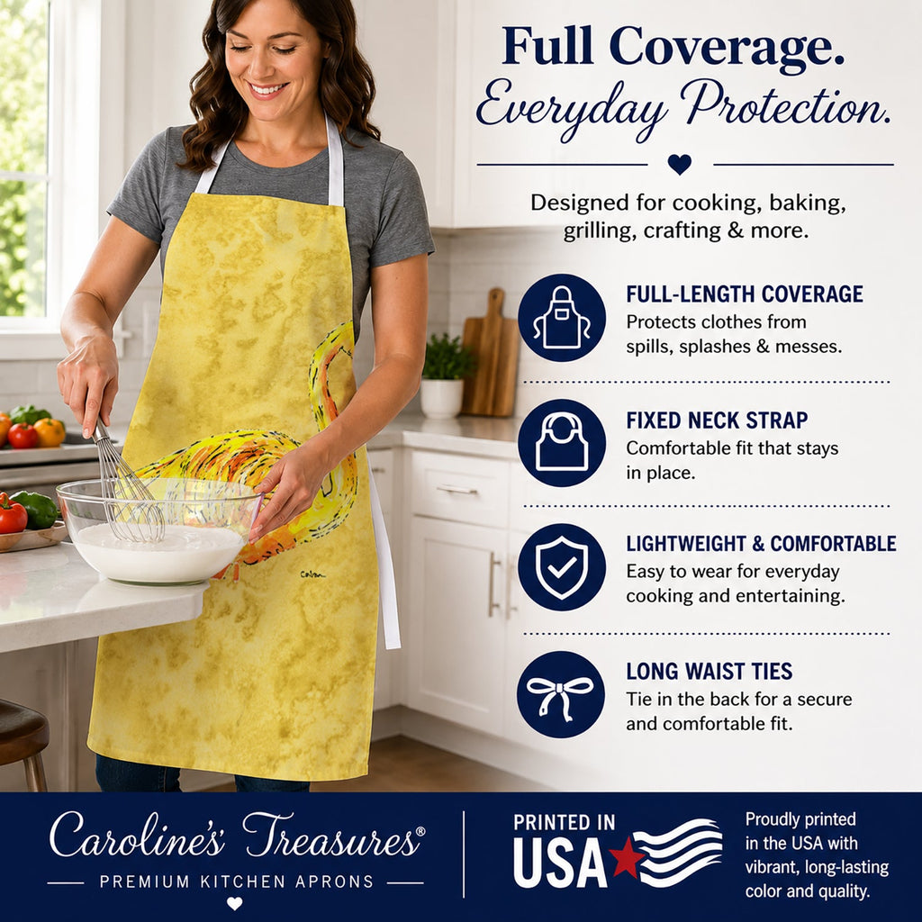 Flamingo on Yellow Apron Cooking Kitchen Server Baking Crafts Gardening for Adult Women Men, Unisex, Large, Multicolor