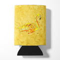Flamingo on Yellow Can or Bottle Hugger Cooler Sleeve for Standard 12 oz Cans, Insulated Foam Beer & Soda Can Hugger Reusable