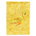 Flamingo on Yellow House Flag 28x40 Porch Sleeve Pole Decorative Outside Yard Banner Artwork Wall Hanging, Polyester