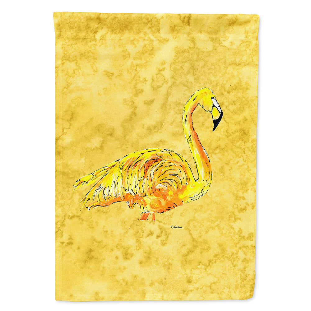 Flamingo on Yellow House Flag 28x40 Porch Sleeve Pole Decorative Outside Yard Banner Artwork Wall Hanging, Polyester